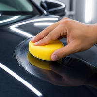 Tampon applicateur de cire pour voiture, éponge ronde en mousse souple jaune, tampon de polissage manuel pour le detailing automobile