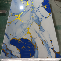 Panneau mural 3D SPC moderne géométrique 4x8 pi 4x10 pi, 3 mm, haute brillance, imperméable, ignifuge, feuille de marbre UV pour usage domestique