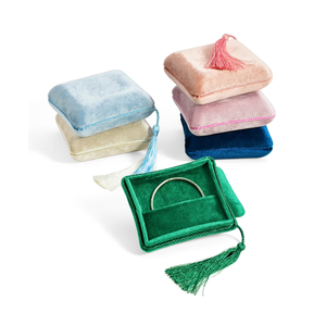Custom Logo Velvet Jewelry <b>Boxes</b> Wholesale Tassel Velvet Jewelry <b>Boxes</b> Square Shape Plush Velvet Surface - Product Image 1