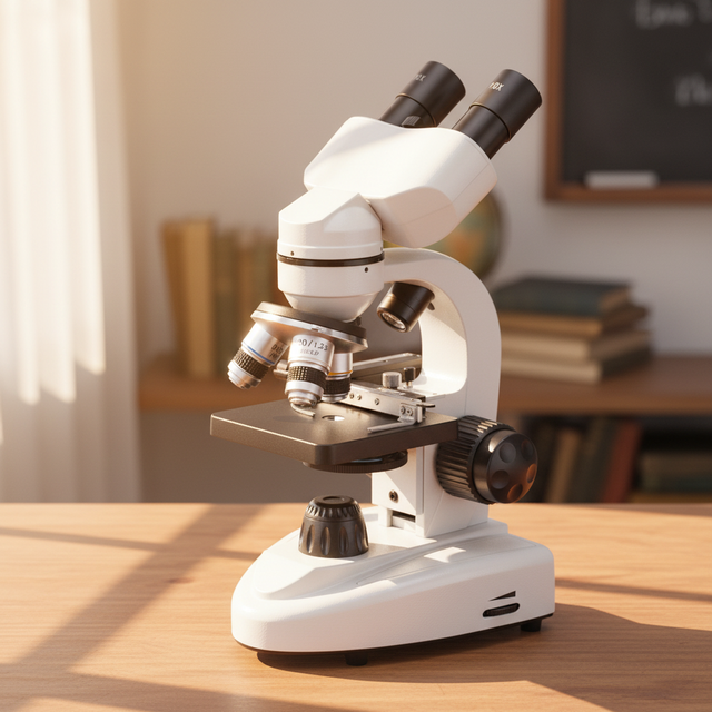 SCIEDU Student Educational Tool 40X-1000X Magnification WF10X Eyepiece LED Illumination Binocular Compound Biological Microscope
