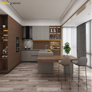 <span class=keywords><strong>Cucina</strong></span> Moderna di Lusso in Legno Massello Modulare Ecologica con Mobili in PVC <span class=keywords><strong>Grigio</strong></span> Lucido, Rubinetto in Resina Effetto <span class=keywords><strong>Marmo</strong></span>, Cerniere in Acrilico per Piccole Cucine - Product Image 4