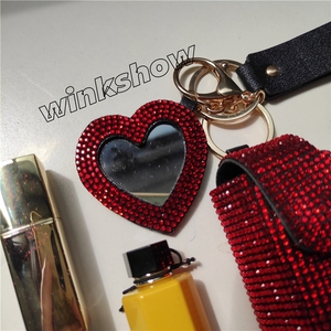 กระเป๋าพกพาอเนกประสงค์สำหรับผู้หญิง ราคาโรงงาน รุ่นใหม่ กระเป๋าใส่ลิปสติก กล่องใส่น้ำหอม พวงกุญแจพร้อมกระจกทรงหัวใจ - Product Image 4