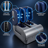 Masseur de pieds à compression d'air bleu marine avec airbags enveloppants, chaleur, 3 niveaux de pression et minuteur de 15 minutes pour les soins des pieds à domicile