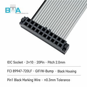 间距 2.00mm 20 针 IDC 扁平带状电缆 80MM/0.26ft 灰色 UL21016 用于服务器和工业数据通信 - Product Image 2
