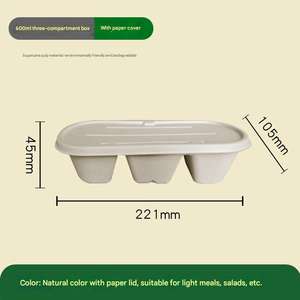 กล่องอาหารแบบใช้แล้วทิ้ง 2 ช่อง ขนาด 600 มล. 1000 มล. เป็นมิตรกับสิ่งแวดล้อม ผลิตจากชานอ้อย สำหรับใส่อาหารกลับบ้าน - Product Image 4