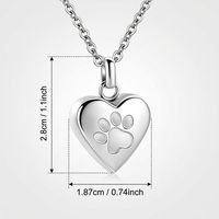 Collier urne moderne en acier inoxydable avec empreinte de patte et cœur pour animaux de compagnie, bijou commémoratif pour la crémation des chiens et des chats