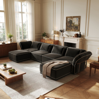 Canapé modulaire en forme de L de style italien léger et luxueux VOXHOME, tissu bouclé, accoudoirs mobiles, ensemble de meubles pour salon