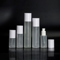 En stock – Flacon de lotion en verre dépoli transparent à fond épais de 20 ml à 120 ml avec couvercle blanc pour crème visage