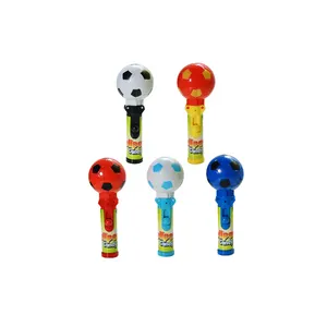 high quality so funny football shape plastic factory direct candy lollipop toy for children push it then have a candy