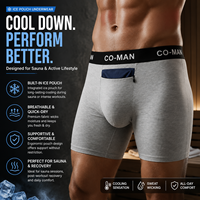 Caleçons Boxers de Sport Modernes en Tissu Tricoté Respirant et Élastique, Effet Rafraîchissant, avec Compartiment pour Glaçons, Couleur Unie, Qualité Supérieure