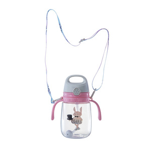 Botella de agua para niños de 320 ml con correa, asas dobles y pajita, para niños de 1 a 2 años, material PP - Product Image 1
