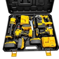 Ensemble d'outils électriques sans fil 21V sans balais 4 pièces, meuleuse d'angle 125mm, perceuse, marteau, clé à chocs, options 800W 4.0Ah
