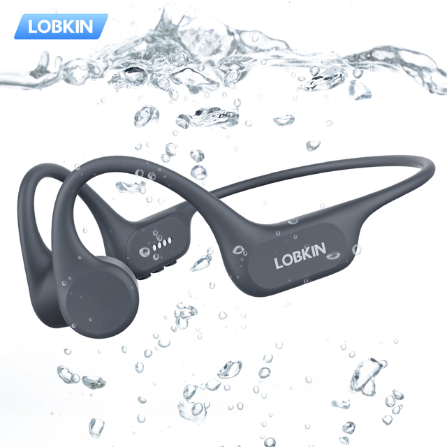 LOBKIN Open-Ear Design Wireless Bone Conduction Headphones with LED Battery Indicator IP68 Waterproof for Swimming Running