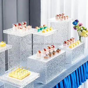 High-end düğün ziyafet soğuk yemek kek çay molası masa dekorasyon foo yükseltici tatlı masa akrilik su dalgalanma ekran standı