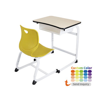 Meubles de classe en gros : Bureau d'apprentissage réglable en hauteur, table et chaise d'étudiant avec tiroir en PP, chaises ergonomiques en plastique - Product Image 4