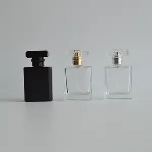 Meerdere Caps Beschikbaar Lege 50Ml Vierkante Amber Frosting Glas Dropper Flessen Gold Top Spuit Glazen Parfum Spray Fles