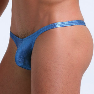 Popular Low Waist Solid Color Comfortable Men's Briefs Thongs Summer Faux <strong>Leather</strong> Hip Thongs Fitness G-string <strong>Panties</strong>