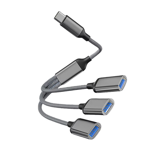 USB Y Splitter Cable for Charging Otg 3 in 1 USB C Male to 3 USB 2.0 Female Extender Hub Data Charger Adapter