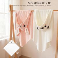 Lot de 2 serviettes à capuche pour bébé en polaire pelucheuse, motif animal, 32x32 pouces, ensemble de bain doux et absorbant pour nouveau-nés, tout-petits, nourrissons, unisexe