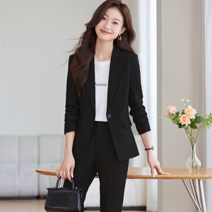 Women's Suit Set Three Quarter Sleeve <b>Wool</b> Blend Anti-Wrinkle Business Casual Office Lady Wear - Product Image 3