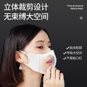 Masque facial 3D Wellday Medical 18x13,5 cm, trois couches, jetable, respirant, protection quotidienne, tissu non tissé, paquet de 10 pièces - Product Image 2