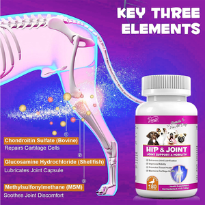 Gouttes de soutien articulaire pour chien Glucosamine MSM Chondroïtine-Soutient le cartilage de la hanche Santé Mobilité Immunitaire Vitamine Soutien Saveur de canard - Product Image 4