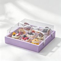 Boîte en papier enduit de qualité alimentaire couleur macaron pour pâtisserie, présentoir à gâteaux, design pliable, emballage individuel pour mini-cupcakes avec fenêtre transparente