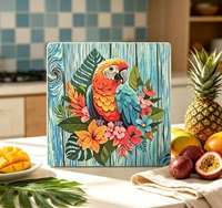 Sous-plat en céramique à imprimé floral de perroquet tropical, résistant à la chaleur, pour la décoration de table, sous-plat pour plats chauds de cuisine