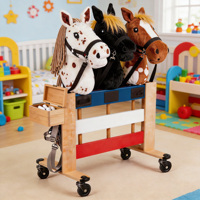 Support d'écurie en bois pour 3 chevaux en bois, Barn de jeu Ferme avec crochets pour accessoires et panneaux nominatifs
