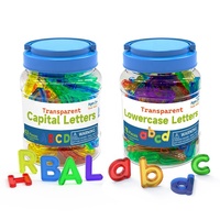 Ensemble de lettres de l'alphabet transparentes 52 pièces, jouet éducatif en plastique pour l'apprentissage des grands caractères, vente en gros pour les salles de classe