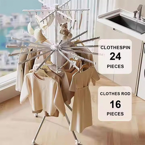 Estante de secado de tela de pie de pulpo para asar plegable, diseño de 4 Patas, trípode de lavandería plegable de Metal, perchas para secadora de ropa - Product Image 3