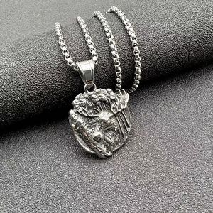 Collier Pendentif Tête d'Élan Viking en Acier Titane pour Homme, Design Animal Vintage, Style Punk Urbain, Charme Nordique Odin, Chaîne de 3mm - Product Image 1
