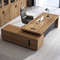 Escritorio Ejecutivo Moderno de Lujo para CEO, Escritorio de Oficina en Forma de L de Madera para Gerente o Jefe