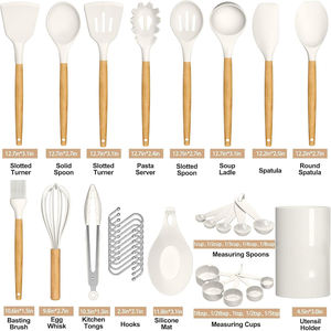 Ensemble de 33 ustensiles de cuisine antiadhésifs en silicone avec manche en bois – Excellent rapport qualité-prix - Product Image 2