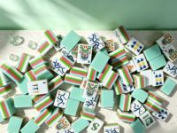 Tuiles de Mahjong en Acrylique Sculpté Bleu, Style Couture, Luxe Moderne, Écologiques, Ensemble Américain, pour Divertissement et Jeux du Dimanche, Noël