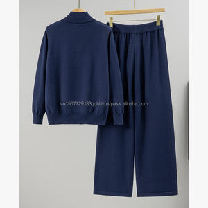 Unisex Fashion Casual Sports Printed Knit Set All Seasons Temperament Half-Zip Top Wide Leg Pants Two Piece Anti-UV Breathable - Product Image 3