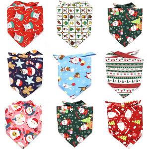 הגעה חדשה קריקטורה איילים סנטה כותנה מחמד בנדנה לשימוש כלבים בסתיו ובחגים - Product Image 1