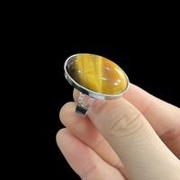 Bague ajustable en pierres précieuses naturelles 18*25mm, prix d'usine en gros, obsidienne noire, améthyste, opale, pour femmes et hommes
