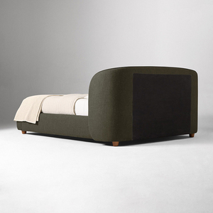 <span class=keywords><strong>Lit</strong></span> minimaliste avec tête de <span class=keywords><strong>lit</strong></span> incurvée, capitonné en tissu <span class=keywords><strong>vert</strong></span> olive, taille King, avec pieds en bois de noyer, pour usage hôtelier - Product Image 3