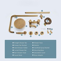 Système de douche en laiton antique, ensemble complet, robinetterie de douche rétro vintage avec douchette pluie de 8 pouces