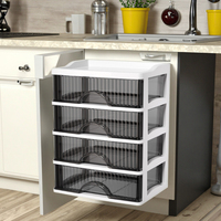 Table de toilette moderne de luxe noire en PP durable, chariot de rangement multicouche, armoire à cosmétiques transparente, tiroir coulissant en plastique léger