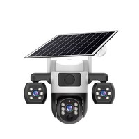 Caméras de sécurité Wifi HD 4MP, 3 objectifs, 3 écrans, zoom 10x, caméra solaire extérieure, étanche, vision nocturne, protection CCTV