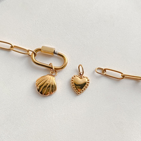 Pulsera de Cadena de Acero Inoxidable con Baño de Oro PVD de 14K, Dijes Intercambiables, Joyería DIY Personalizable con Dijes Removibles