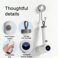 Nettoyeur électrique à écran LED numérique, 6 têtes de brosse remplaçables, brosse de nettoyage manuelle rechargeable par USB pour la cuisine