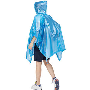 Poncho unisexe imperméable en PVC bleu perle One Heaven, sans col, taille naturelle, manches courtes, pour randonnée, cyclisme et activités de plein air, cape personnalisée - Product Image 2
