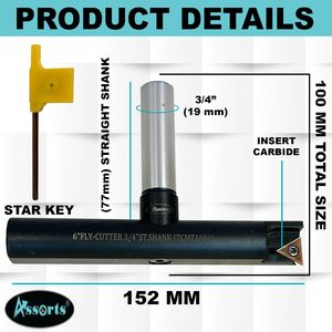 ชุดดอกกัด 6 ชิ้น แบบ 3/4 นิ้ว ชนิดฟลูตเดี่ยว คาร์ไบด์แบบเปลี่ยนหัวได้ สำหรับเครื่องกัดซีเอ็นซี - Product Image 3