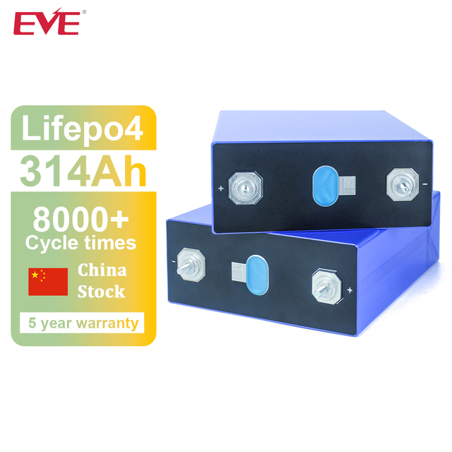Factory Sell Original a Grade EVE 3.2V 314Ah Lifepo4 Rechargeable Prismatic Lithium Battery for DIY Solar System RV Golf Cart