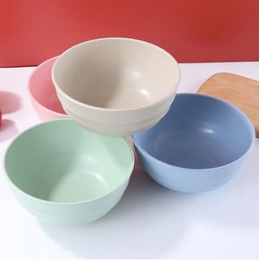 ชามพลาสติกฟางข้าวสาลี เส้นผ่านศูนย์กลาง 20 ซม. ชามบะหมี่สำหรับนักเรียนหอพัก ดีไซน์สร้างสรรค์ ป้องกันการตกแตก ชามข้าวสำหรับใช้ในบ้าน - Product Image 3