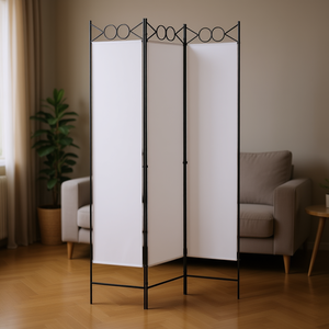 Paravent en tissu blanc à 3 panneaux, 47,2 x 78,7 pouces, pliable, paravent moderne - Product Image 2