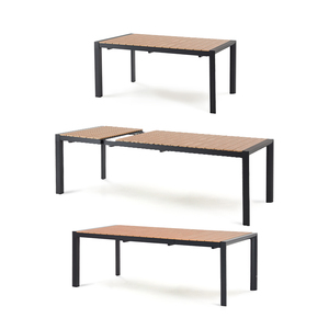 Tavolo <span class=keywords><strong>da</strong></span> Pranzo Estensibile <span class=keywords><strong>da</strong></span> Giardino Homful con Piano a Doghe Effetto <span class=keywords><strong>Legno</strong></span> e Struttura <span class=keywords><strong>in</strong></span> Alluminio Estraibile su un Lato - Product Image 2